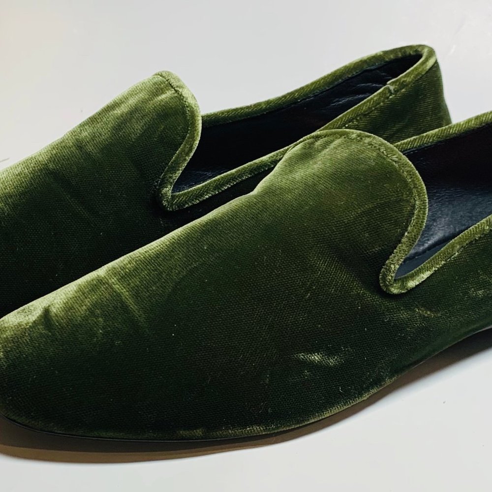 Vince Green Velvet Loafers